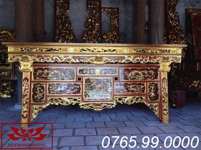 bàn thờ chấp tải gỗ mít sơn son thếp vàng ms07