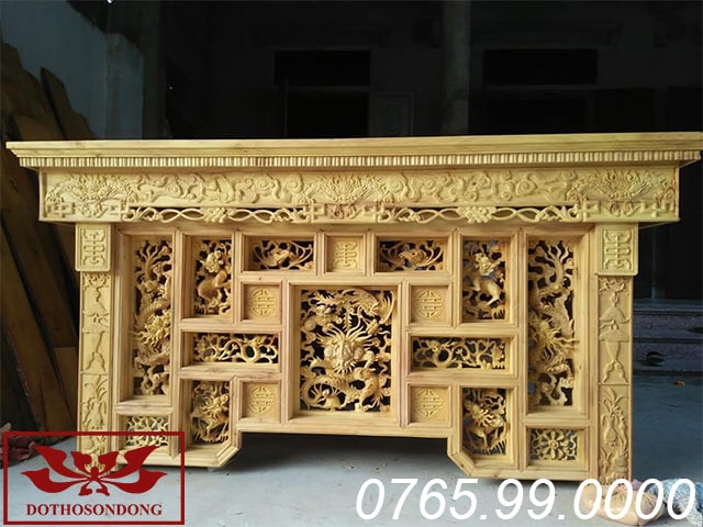 bàn thờ cháp tải gỗ mít ms08
