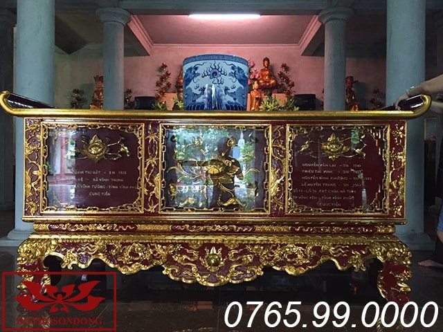 bàn thờ chấp tải gỗ mít sơn son thếp vàng ms10