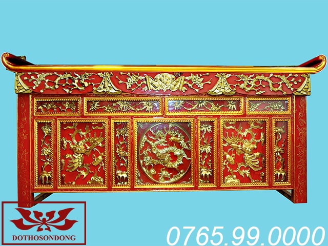 bàn thờ chấp tải gỗ mít sơn son thếp vàng ms13