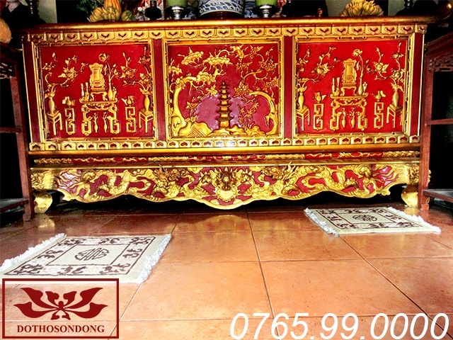 bàn thờ chấp tải gỗ mít sơn son thếp vàng ms15