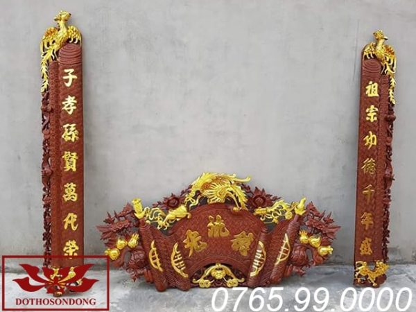 Cuốn thư câu đối gỗ gụ ms21