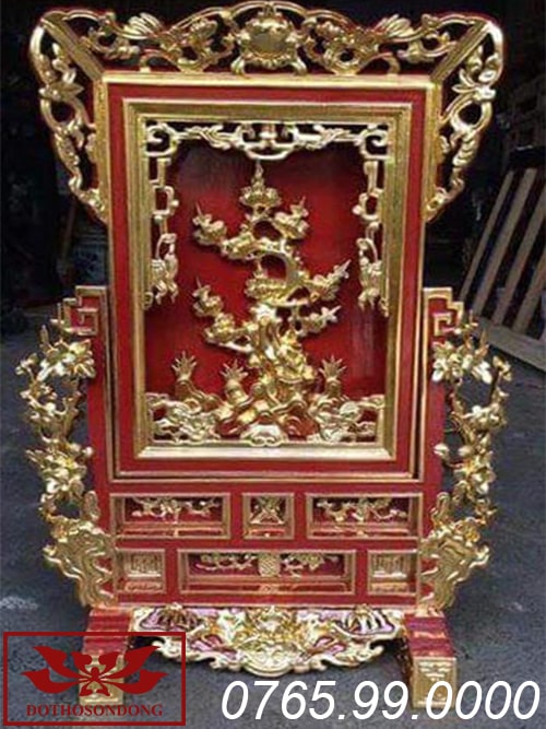 Giá gương bằng gỗ mít sơn son thếp vàng ms05