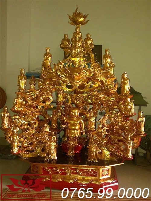 tòa cửu long gỗ mít sơn son thếp vàng ms05