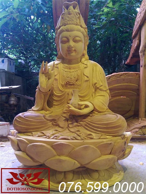 tượng phật bà quan âm gỗ mít ms14