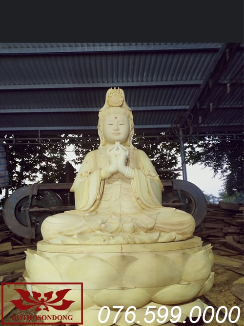 tượng phật bà quan âm gỗ mít ms17