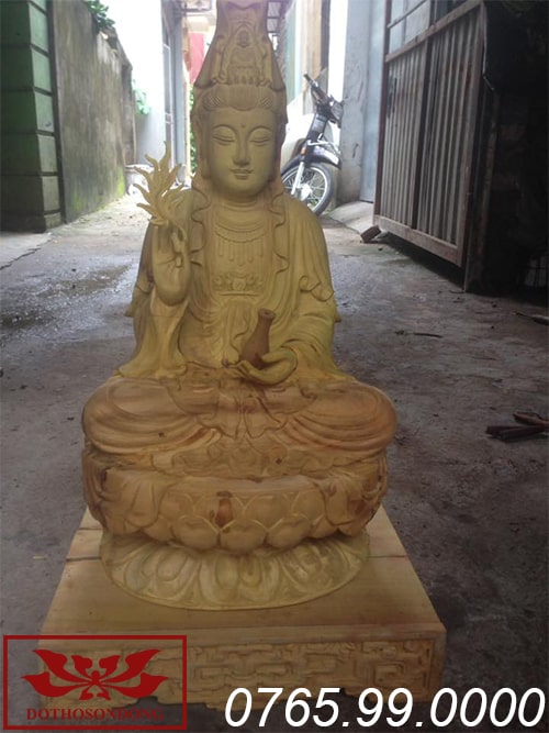 tượng phật bà quan âm gỗ mít ms21