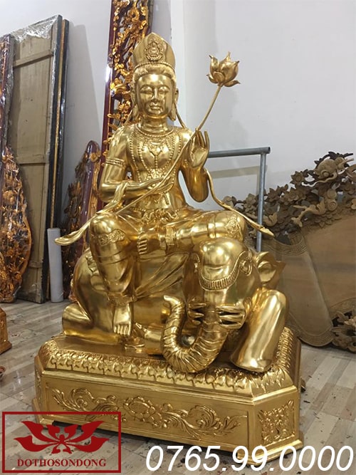 Tượng phổ hiền bồ tát gỗ mít sơn son thếp vàng ms01