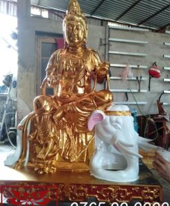 Tượng phổ hiền bồ tát gỗ mít sơn son thếp vàng ms02