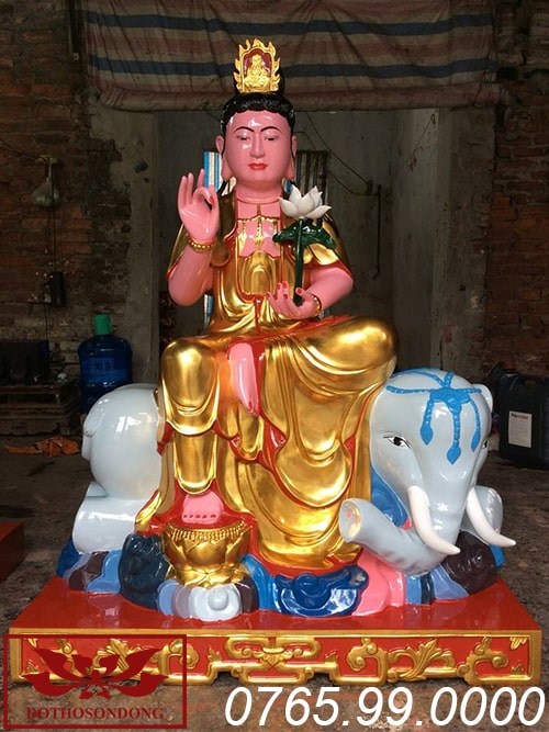 Tượng phổ hiền bồ tát gỗ mít sơn son thếp vàng ms04