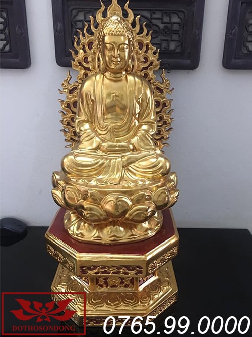 Tượng phật A Di Đà gỗ mít sơn son thếp vàng ms01