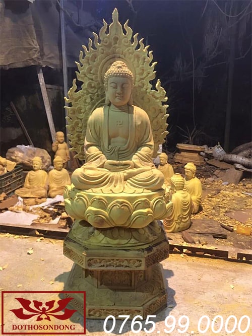 Tượng phật A Di Đà gỗ mít ms02