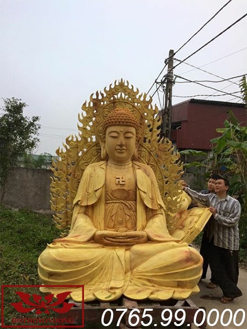Tượng phật A Di Đà gỗ mít ms04