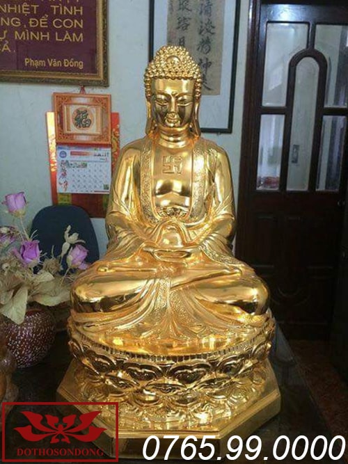 Tượng phật A Di Đà gỗ mít sơn son thếp vàng ms06