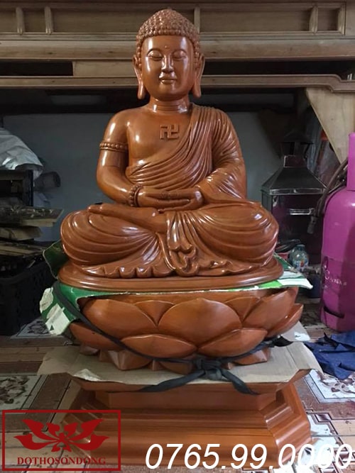 Tượng phật A Di Đà gỗ mít phun sơn PU ms08