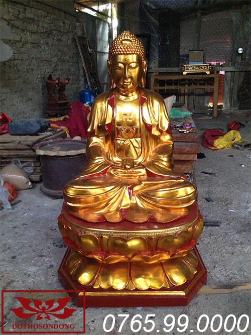 Tượng phật A Di Đà gỗ mít sơn son thếp vàng ms09