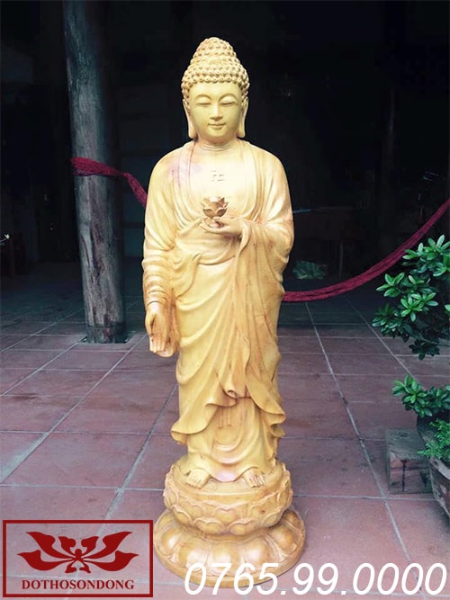Tượng phật A Di Đà gỗ mít ms15