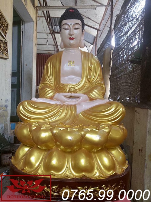 Tượng phật A Di Đà gỗ mít sơn son thếp vàng ms18