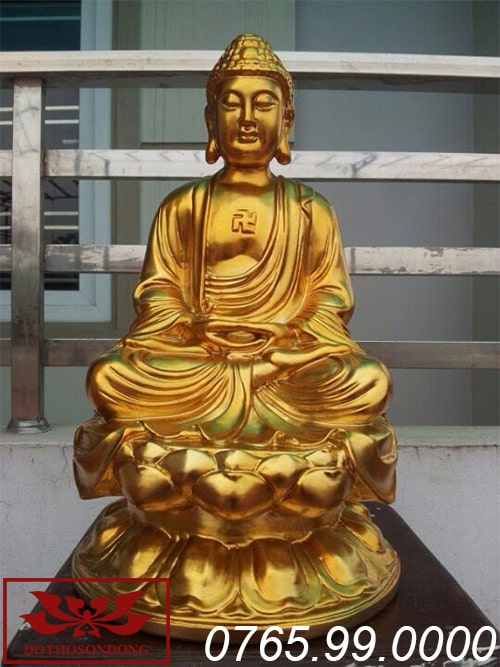 Tượng phật A Di Đà gỗ mít sơn son thếp vàng ms22