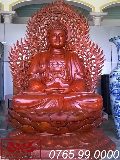 Tượng phật A Di Đà gỗ mít phun sơn PU ms23