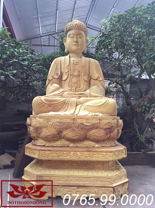 Tượng phật A Di Đà gỗ mít ms24