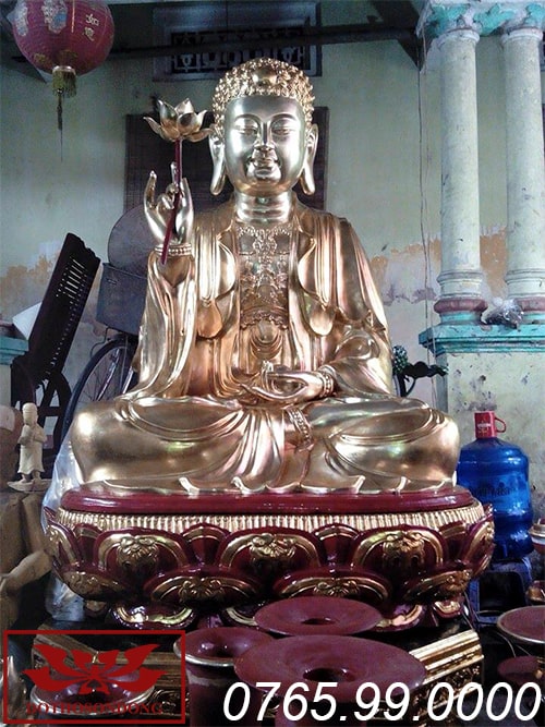 tượng phật thích ca mâu ni gỗ mít sơn son thếp vàng ms05