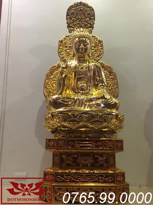 tượng phật thích ca mâu ni gỗ mít sơn son thếp vàng ms06