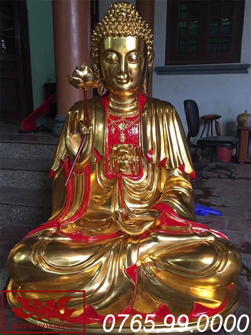 tượng phật thích ca mâu ni gỗ mít sơn son thếp vàng ms07