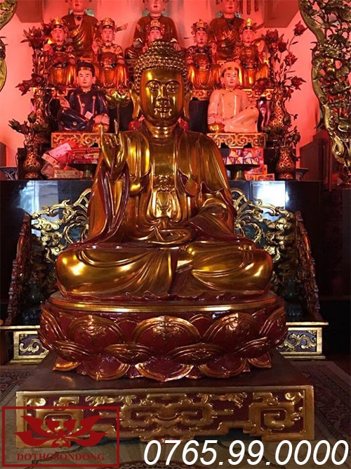 tượng phật thích ca mâu ni gỗ mít sơn son thếp vàng ms09