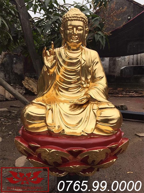 tượng phật thích ca mâu ni gỗ mít sơn son thếp vàng ms15