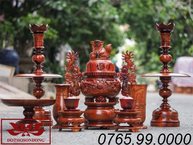 bộ tam sơn ngũ sự gỗ hương ms05