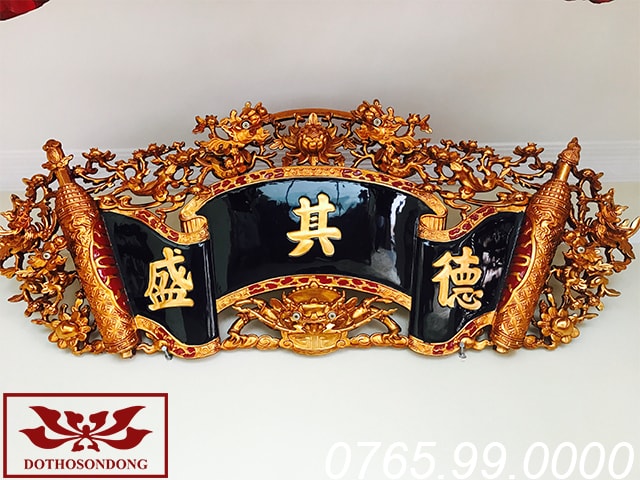 Cuốn thư gỗ mít nền then ms02