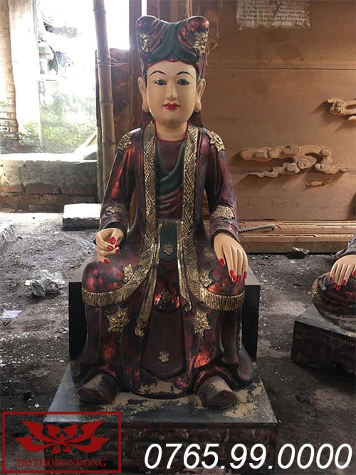 Tượng bà chúa sơn trang gỗ mít sơn son thếp vàng ms07
